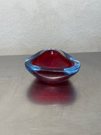 Vintage Murano red and blue glass bowl