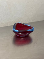 Murano glass bowl or ashtray in red and blue