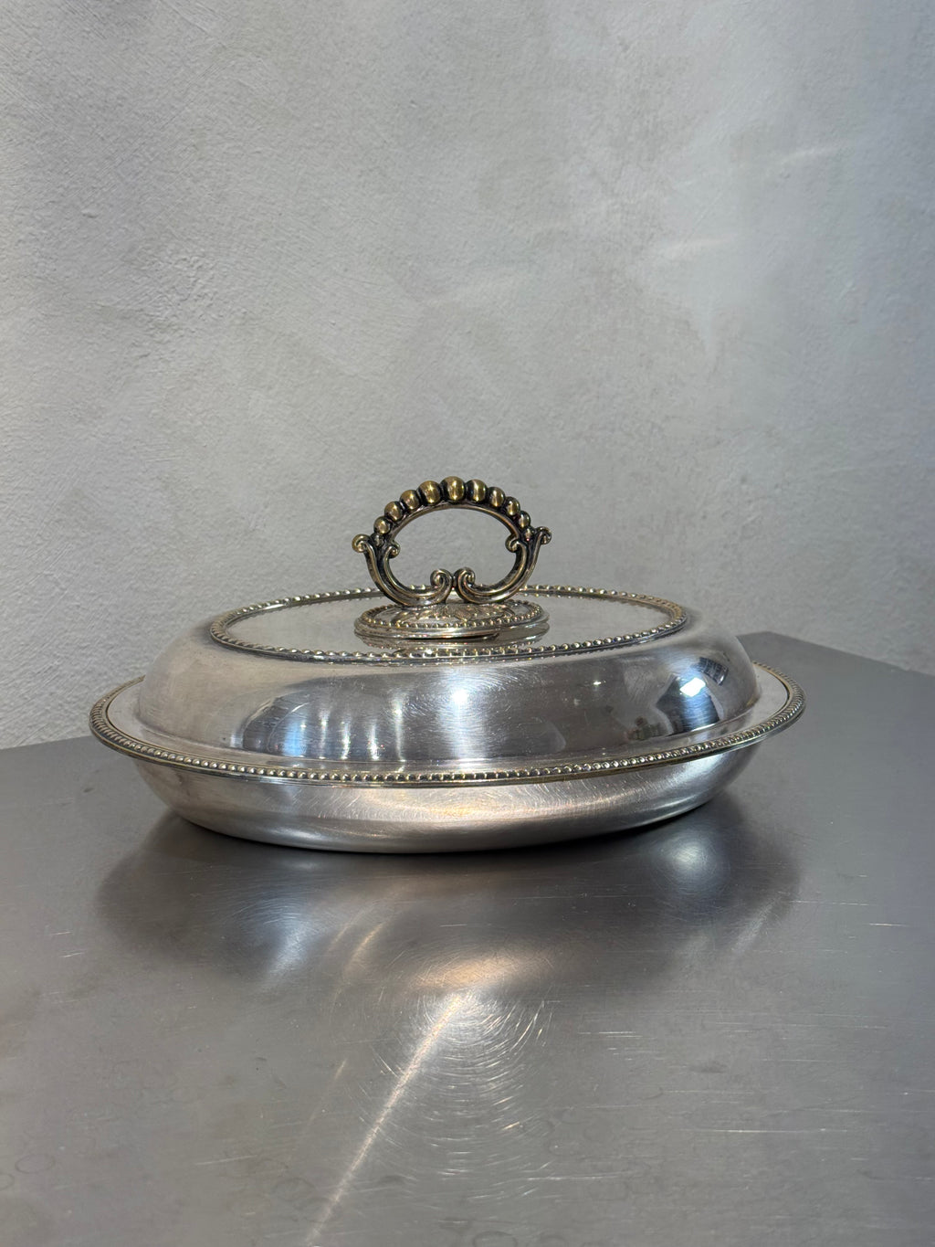 Large Nickel Silver Serving Dish – product image 1