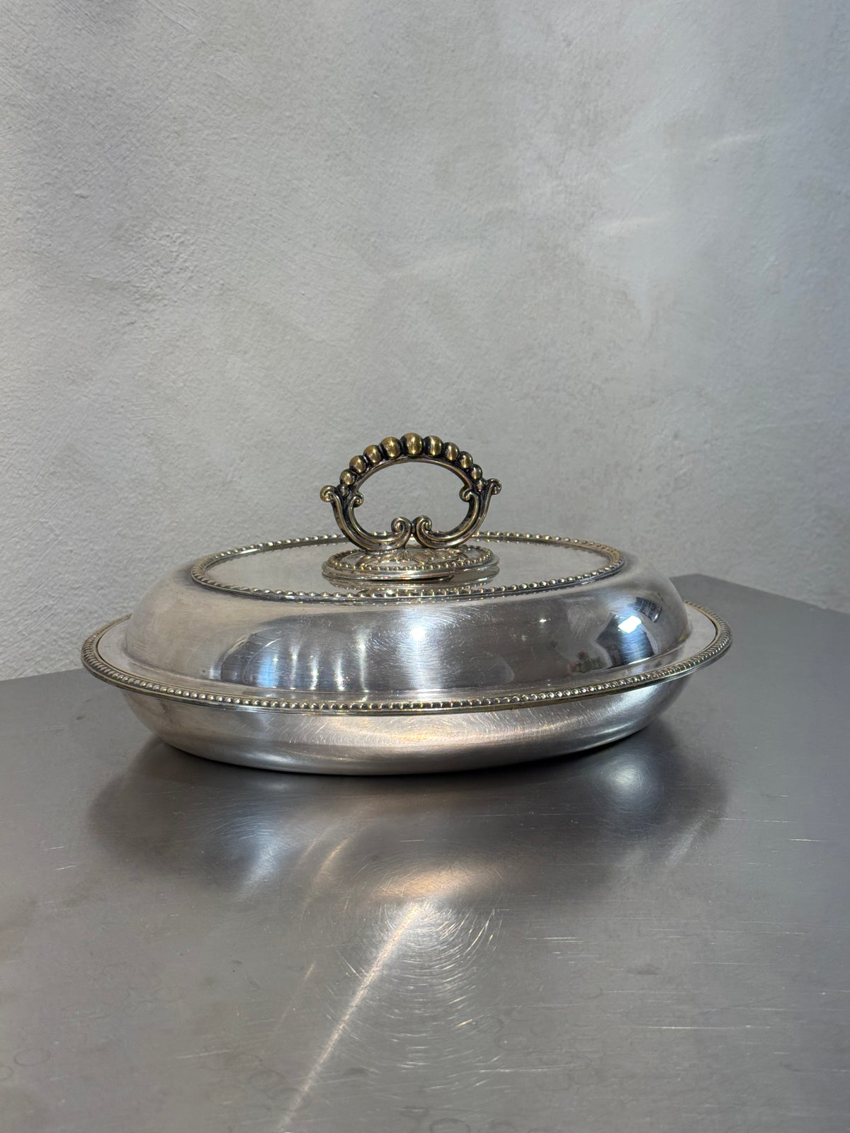 Large Nickel Silver Serving Dish – product image 1