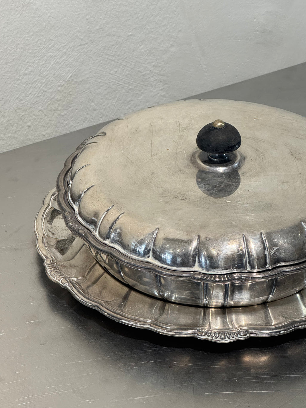 Nickel Silver Serving Dish with Tray – product image 4