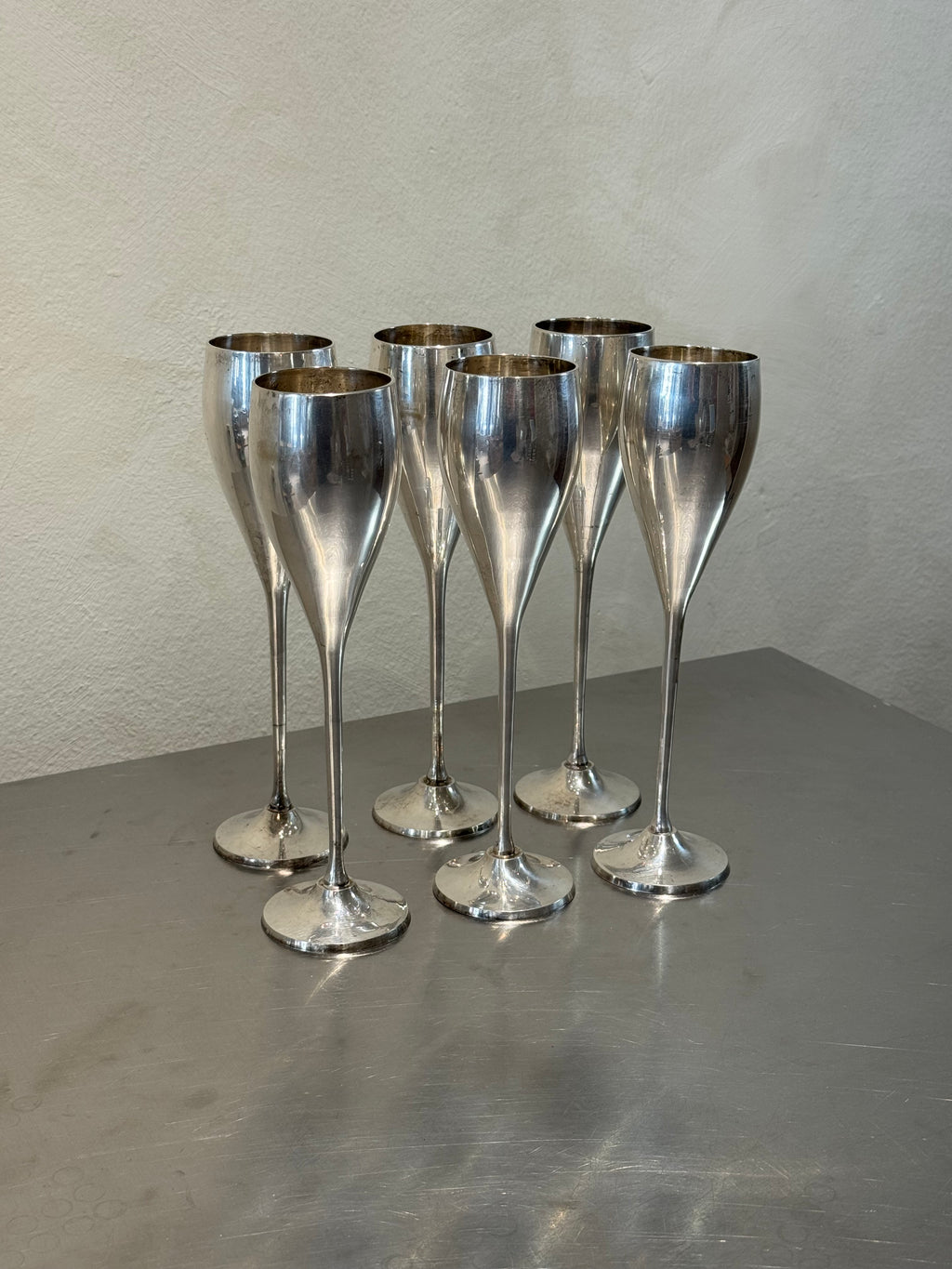 Silver-Plated Champagne Flutes Set of 6 – product image 1
