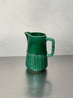 French Sarreguemines pitcher with basket-weave decoration