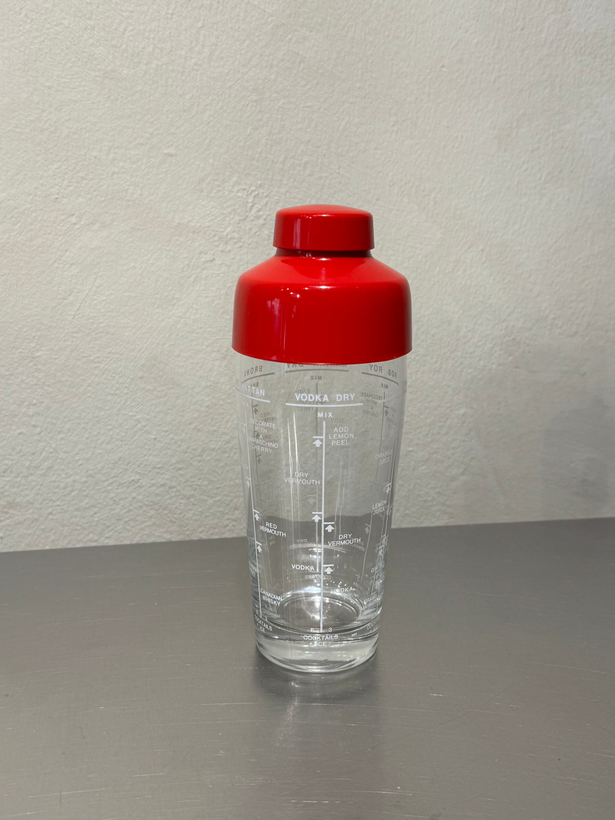 Vintage Italian cocktail shaker with printed recipes