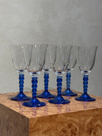 Italian Le Goce wine glasses with cobalt blue details