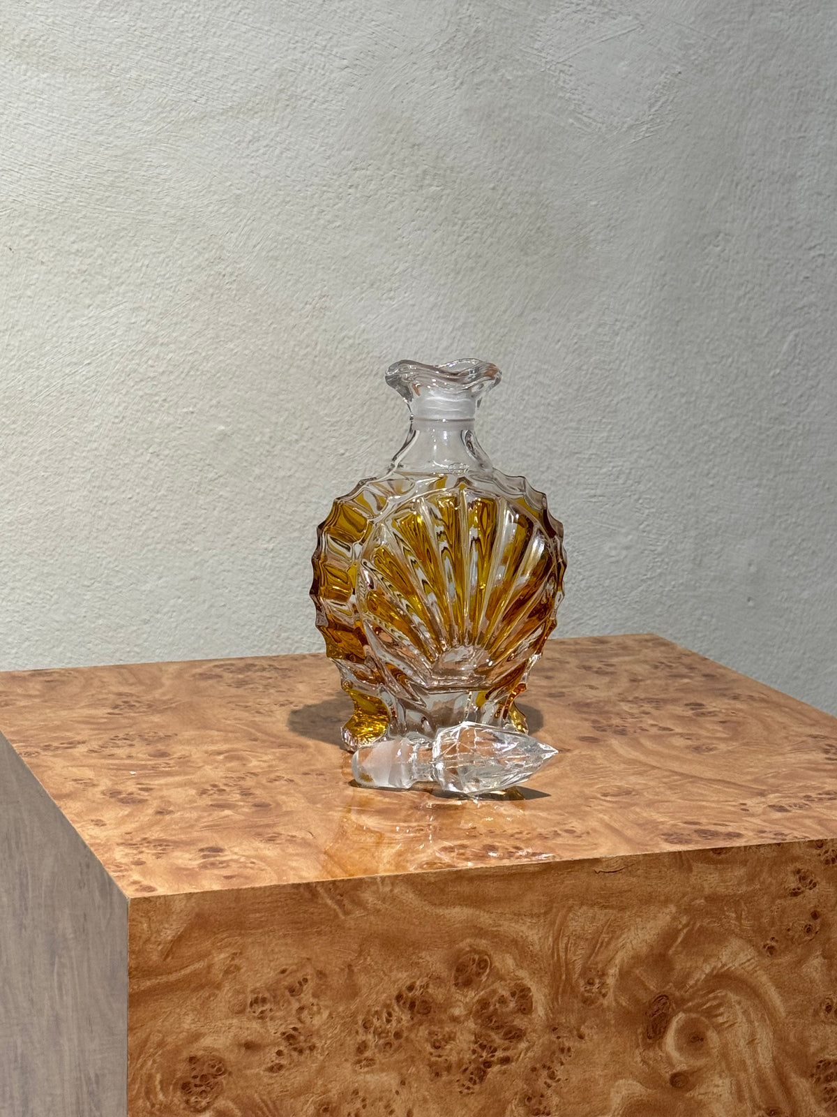 Clear and amber crystal liquor decanter, mid-century Germany
