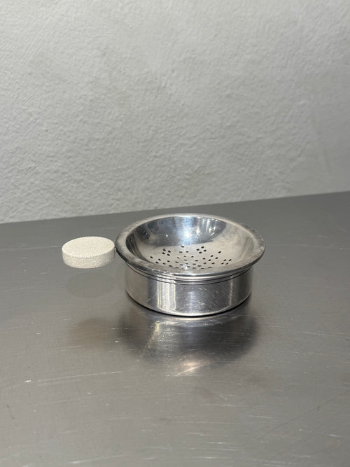 Vintage silver-plated tea strainer and matching bowl