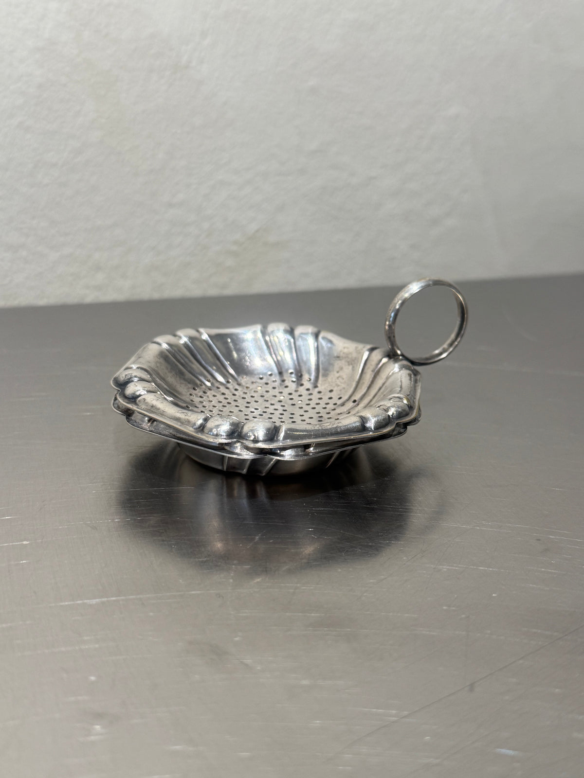Mid-century shell tea strainer set of two