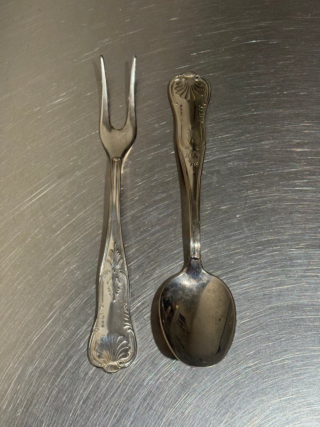 Mid-century Italian serving utensils with shell motifs