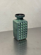 East German VEB Haldensleben vase with green glaze