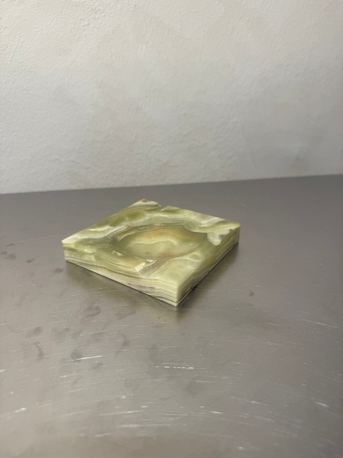 Vintage square onyx ashtray side view