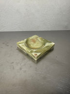 Green onyx ashtray with cream and brown variation
