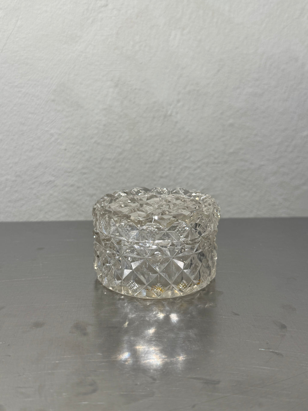Vintage cut glass lidded box detail