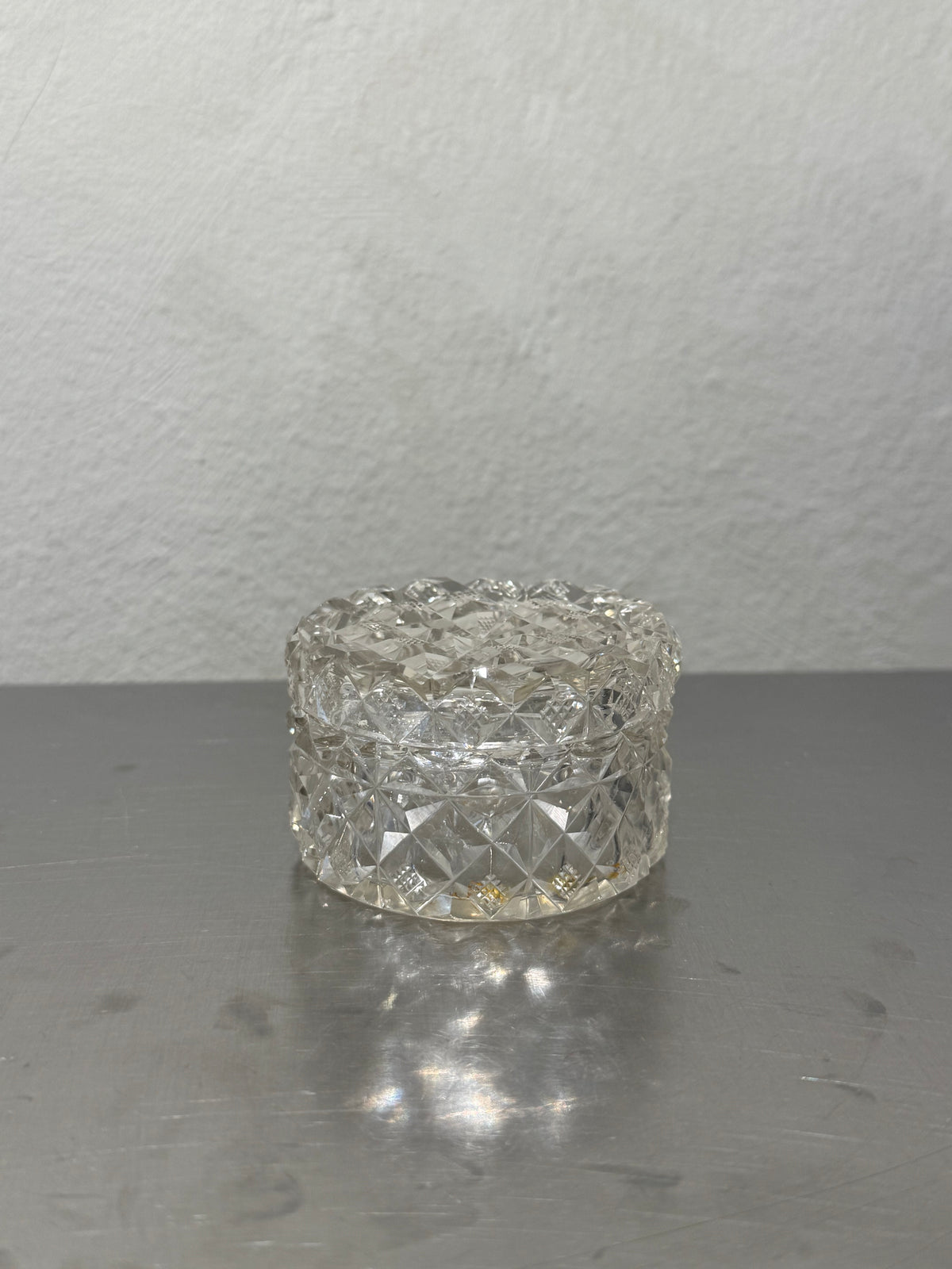 Vintage cut glass lidded box detail