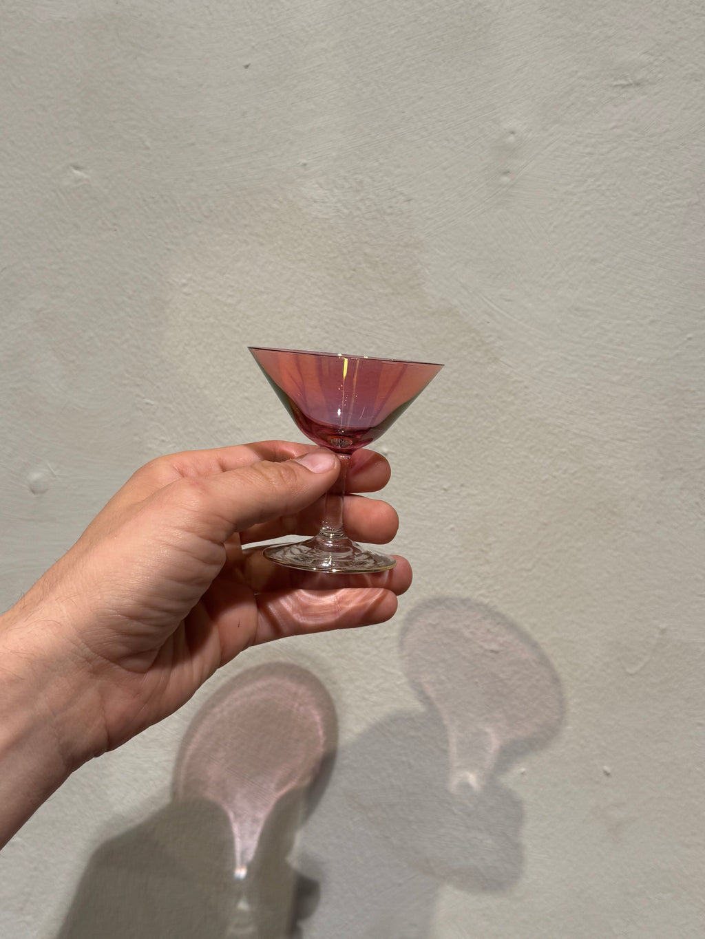 Set of six colourful vintage liqueur glasses