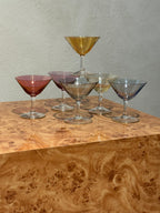 Mid-century coloured liqueur glass detail