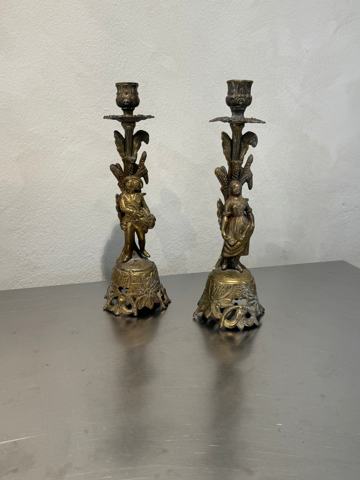 Italian Brass Candleholders Set of 2 – product image 1