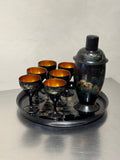 Japanese mid-century cocktail set with tray, shaker and six cups