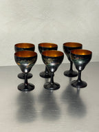 Mid-century Japanese cocktail set with landscape decoration