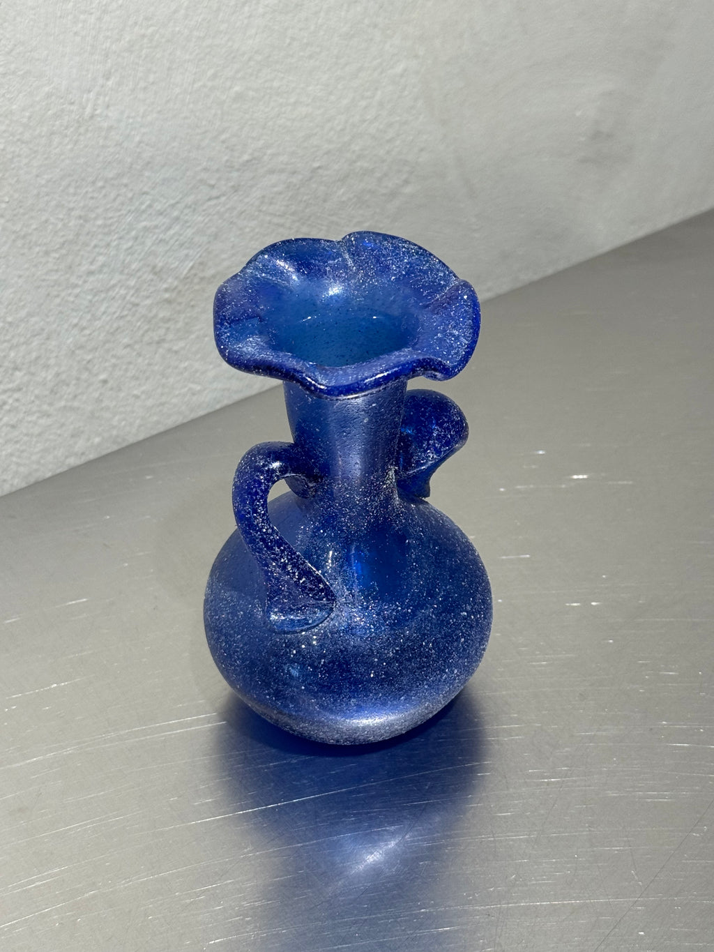 Blue Scavo glass vase with textured ancient-glass finish