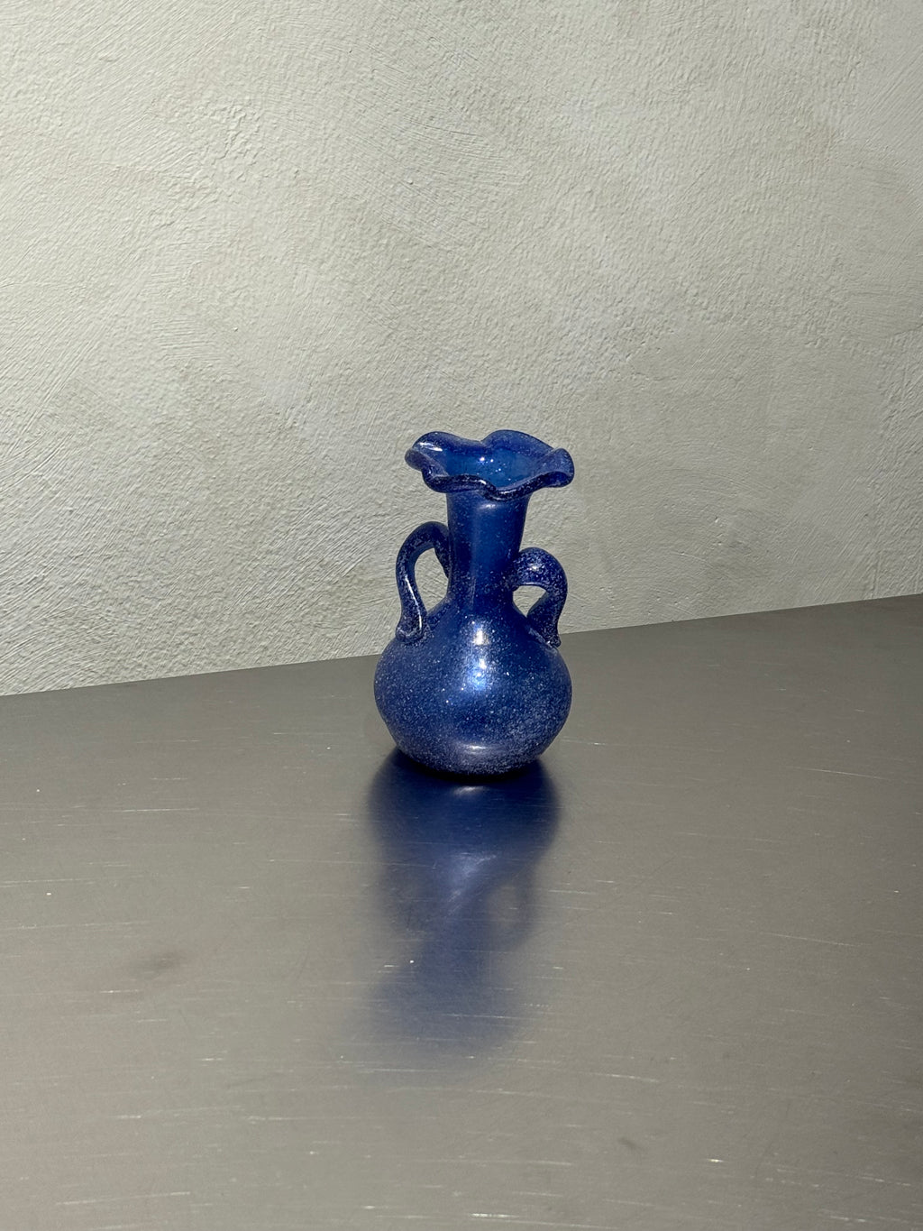 Mid-century blue Scavo glass vase from Italy