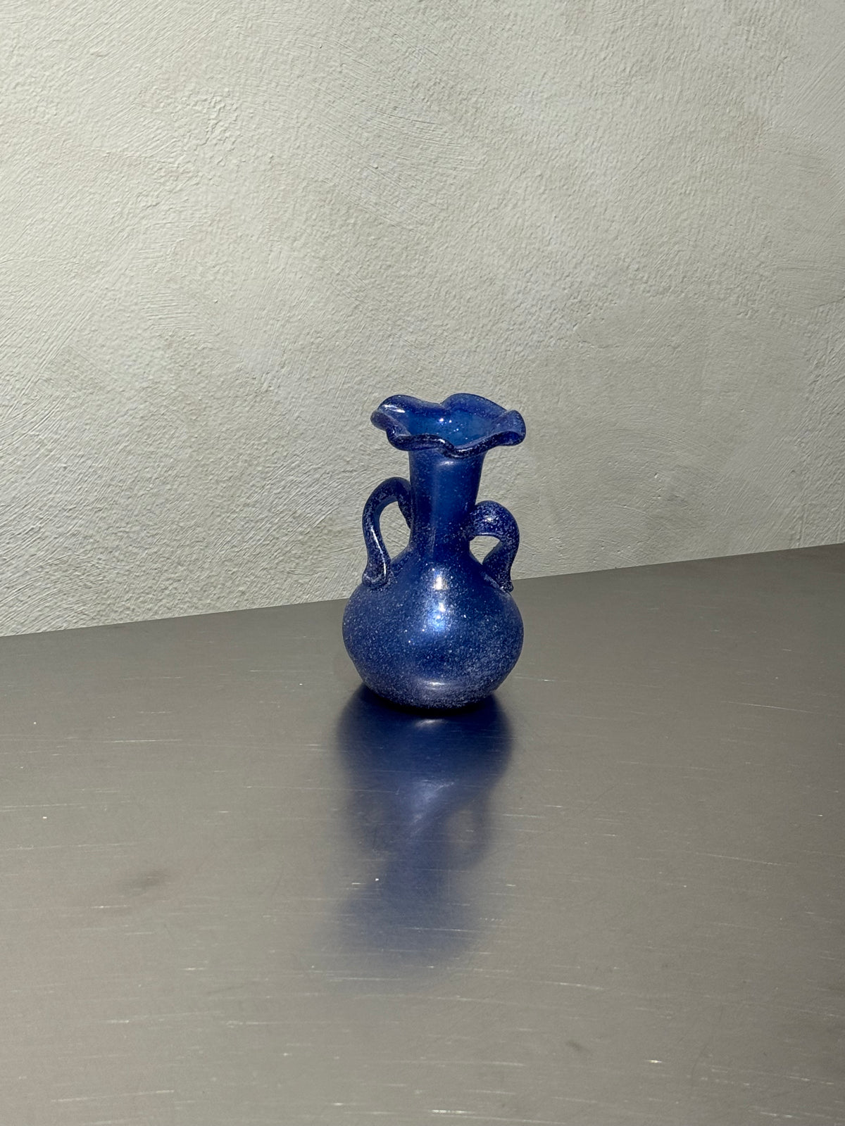 Mid-century blue Scavo glass vase from Italy