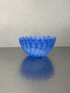 1990s blue swirl glass bowl