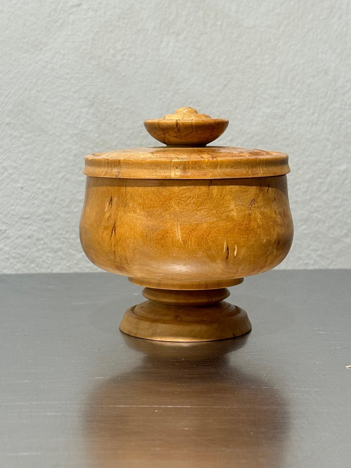 Vintage burl birch lidded urn