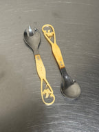 Vintage salad servers with carved bone handles