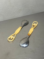 Vintage bone and stainless steel salad servers