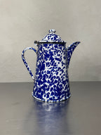 Vintage marbled enamel coffee pot with hinged lid