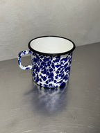Mid-century enamel mug with blue and white marbling
