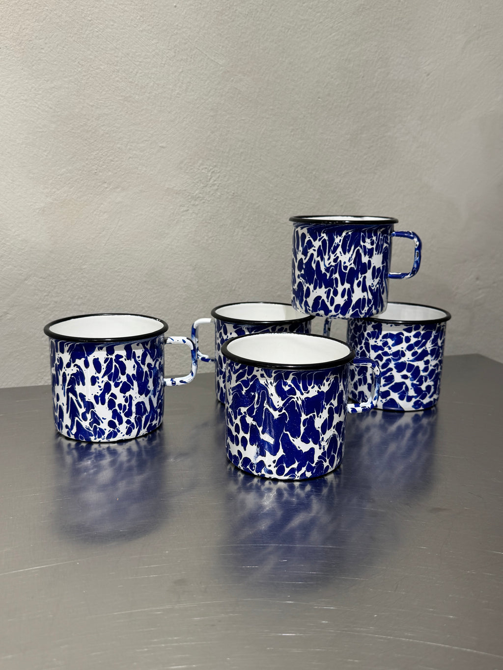 Vintage marbled enamel mug detail