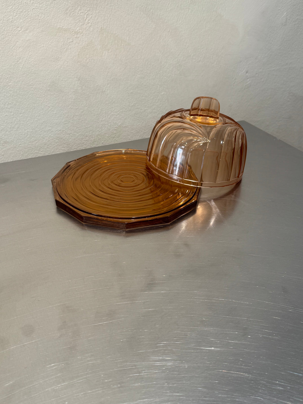 Art Deco Glass Cheese Dish – product image 2