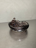 Vintage striped glass ashtray detail