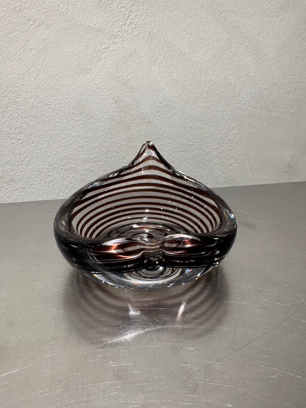 Striped glass ashtray from the 1950s or 1960s
