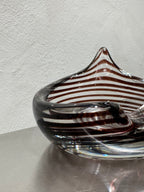 Kalmar style striped vintage glass ashtray