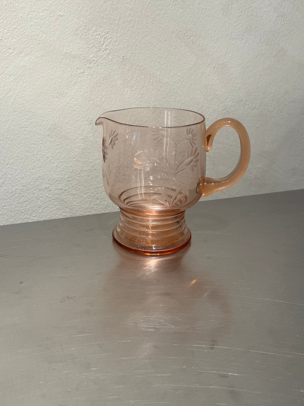 Pink Etched Flower Pitcher – product image 1