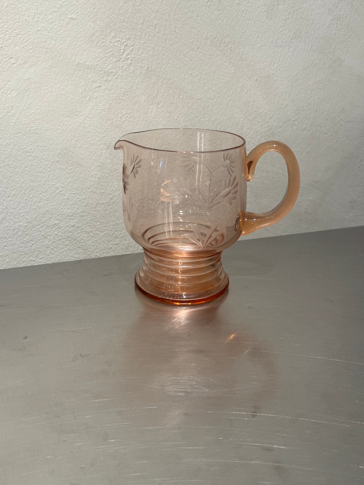 Pink Etched Flower Pitcher – product image 1