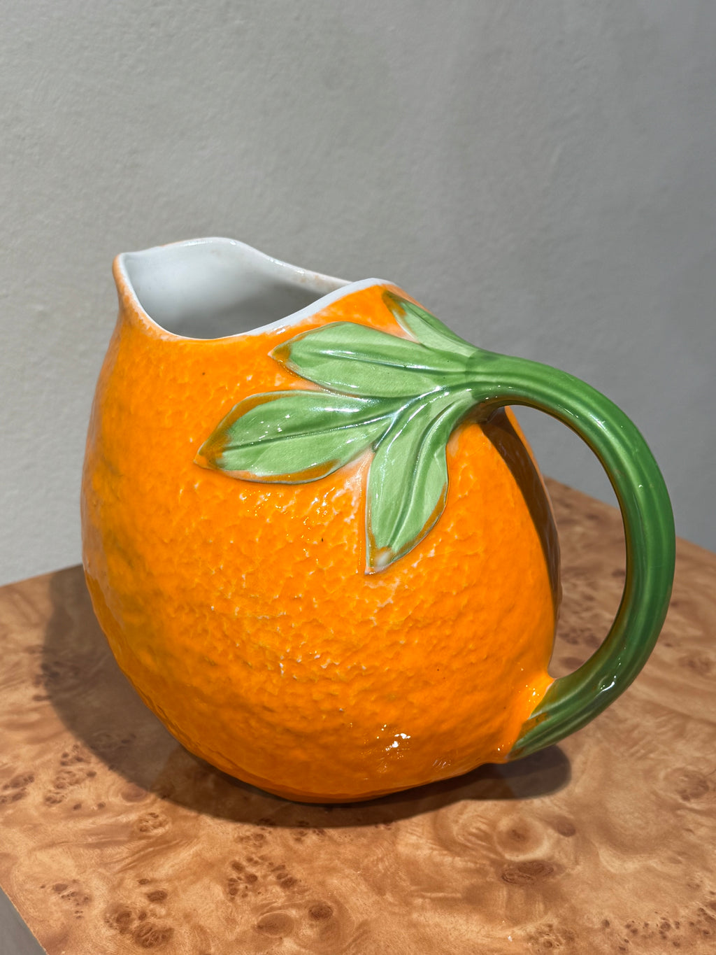 Orange-shaped vintage ceramic pitcher side view