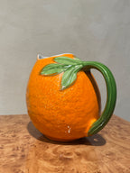 Vintage 1980s orange ceramic pitcher