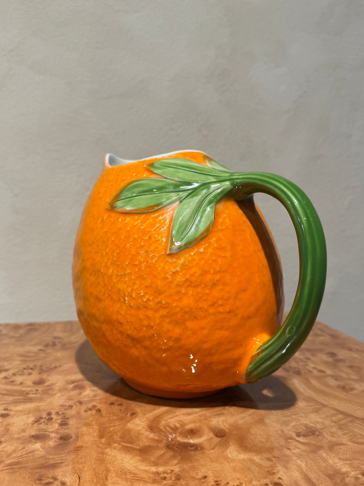 Vintage 1980s orange ceramic pitcher