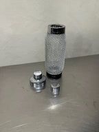 1960s cocktail shaker in metal mesh, vintage bar accessory