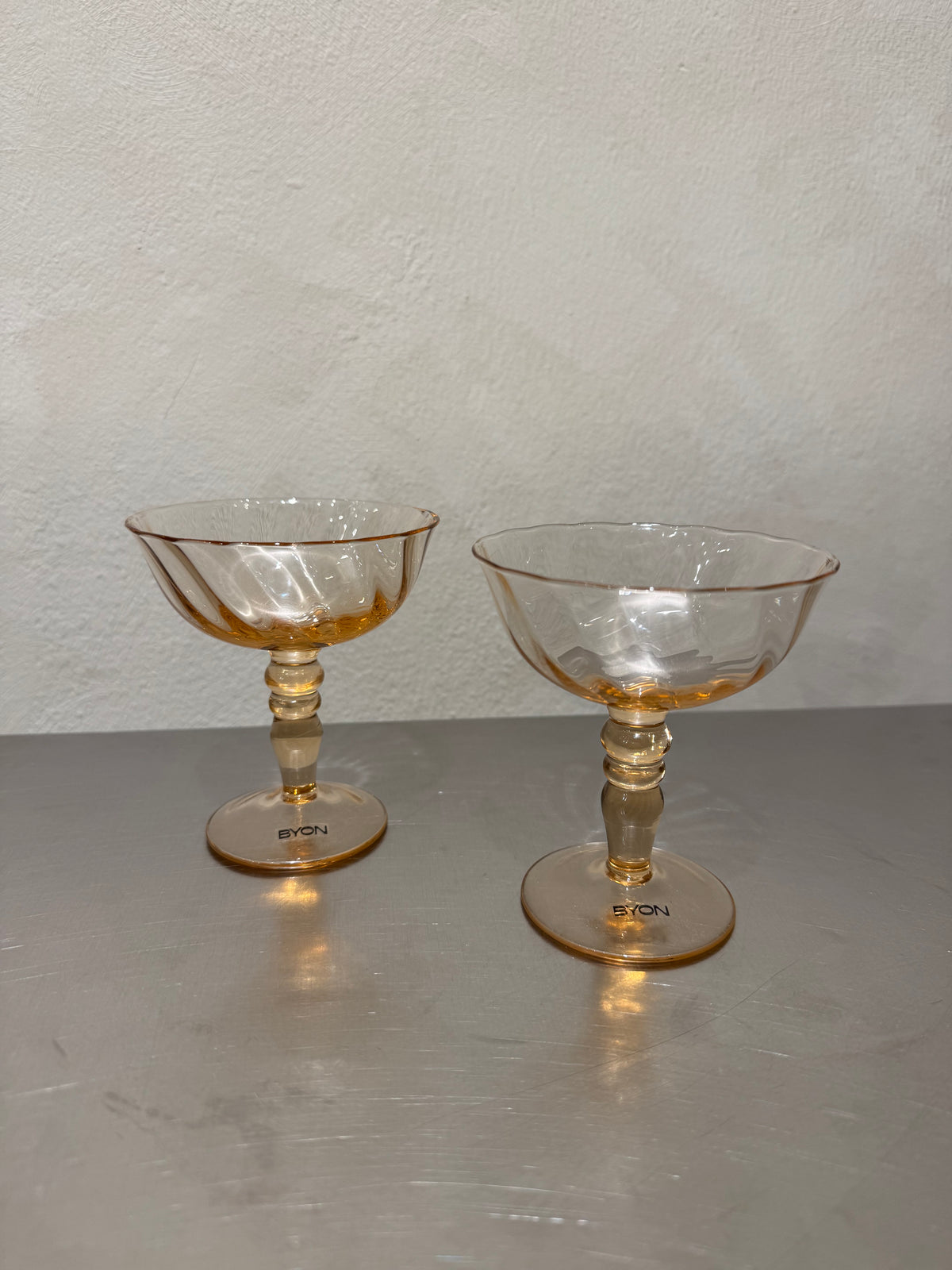 Opacity Italian coupe glasses in peach, set of two