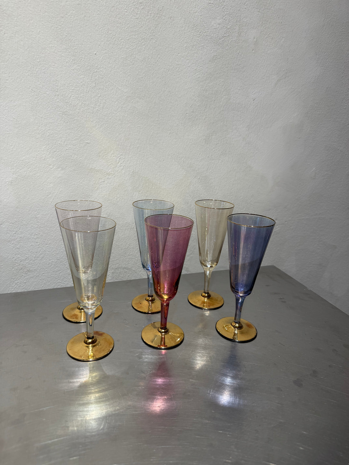 1960s Pastel Champagne Glasses – product image 2