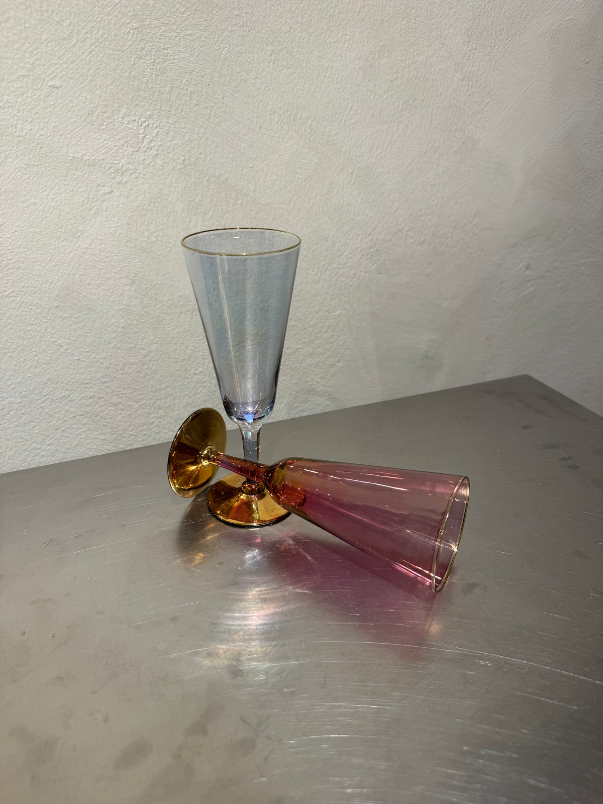 1960s Pastel Champagne Glasses – product image 3
