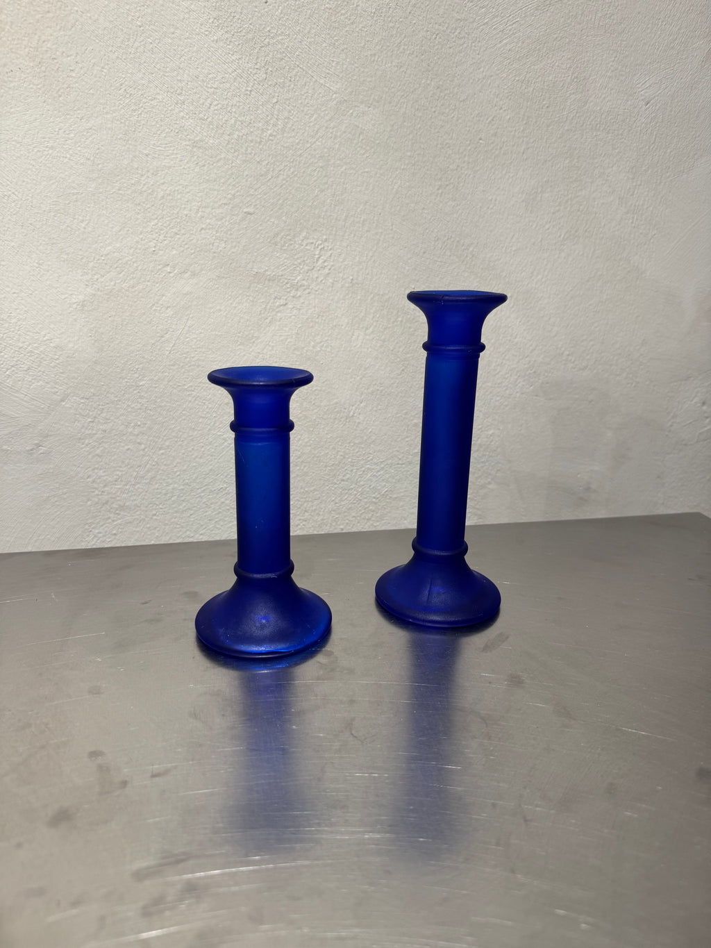 Blue Glass Candlesticks Set of 2 – product image 1