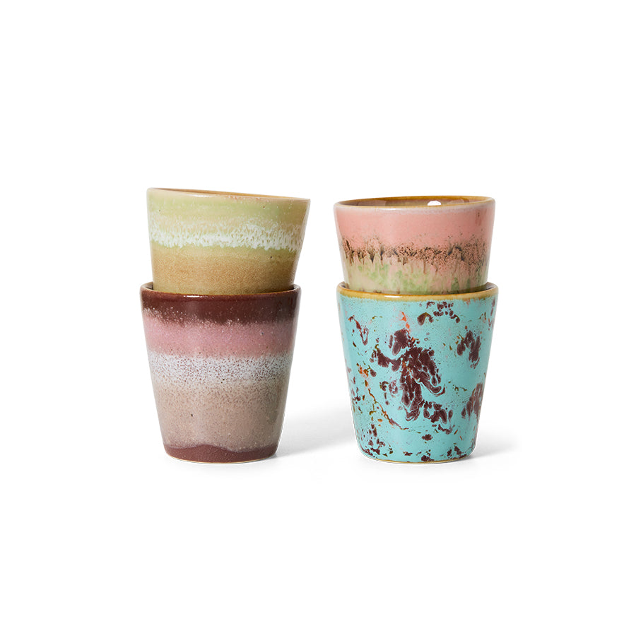 HKLiving 70s Ceramics ristrettokoppar – Futurism, set om fyra