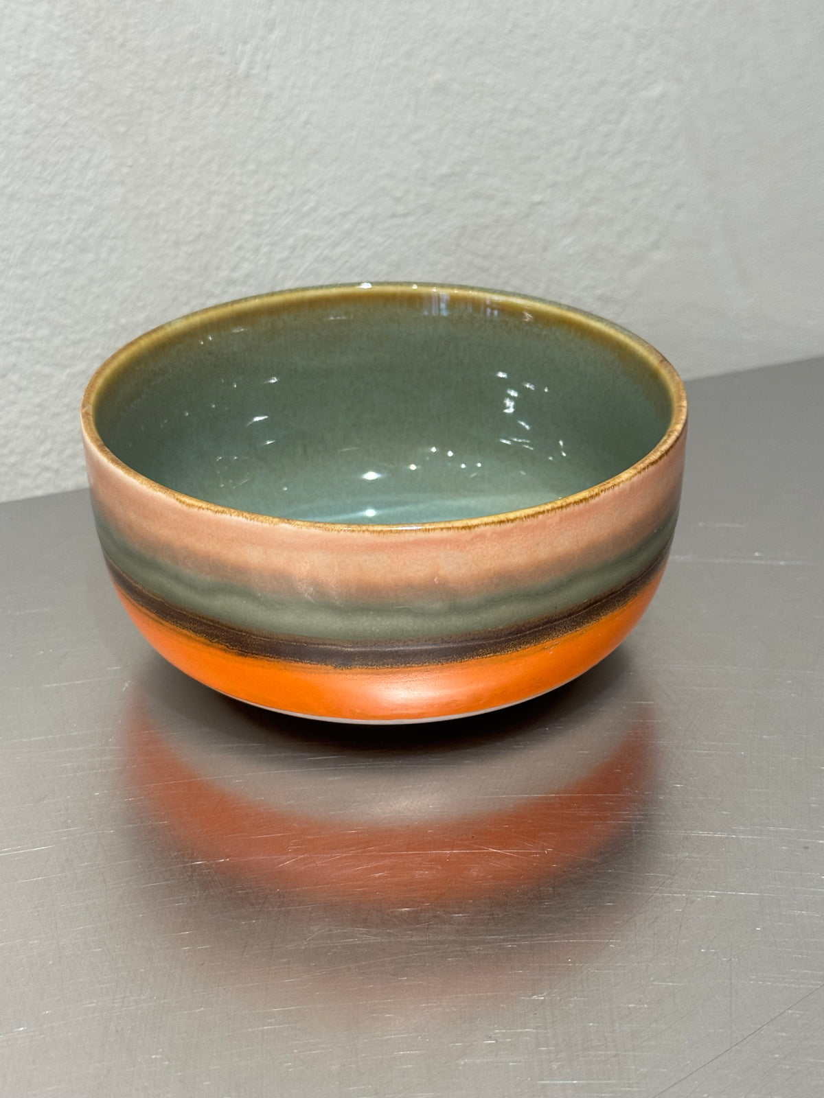 Reef Orange & Green dessert bowl – angled view