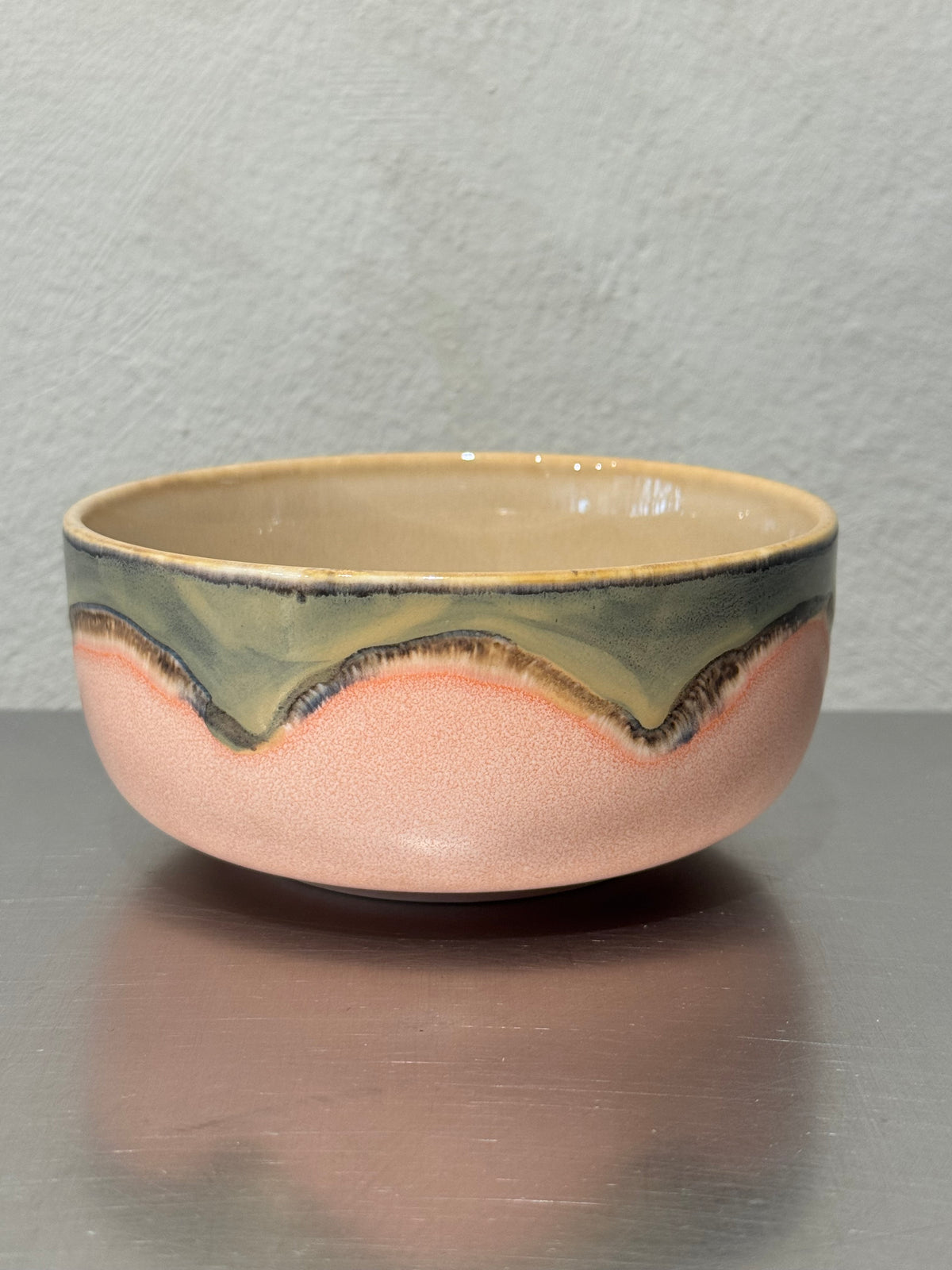 Harbour Blush & Beige dessert bowl – front view